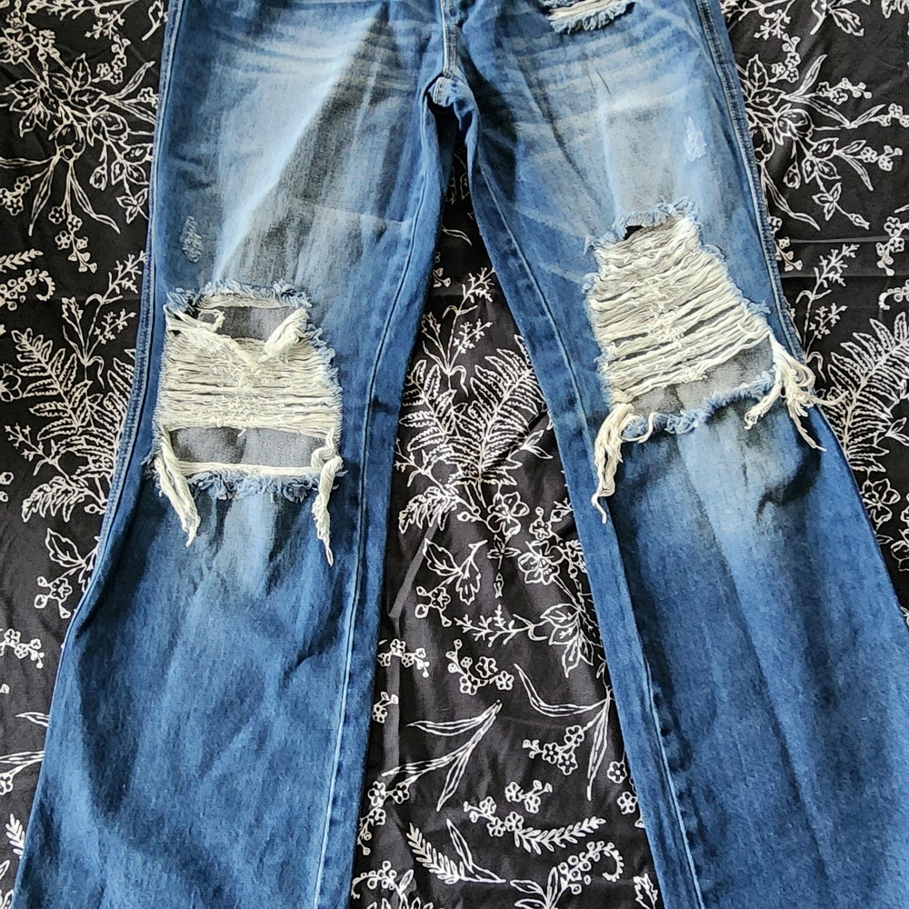 Classic Distressed Boot Cut Jeans